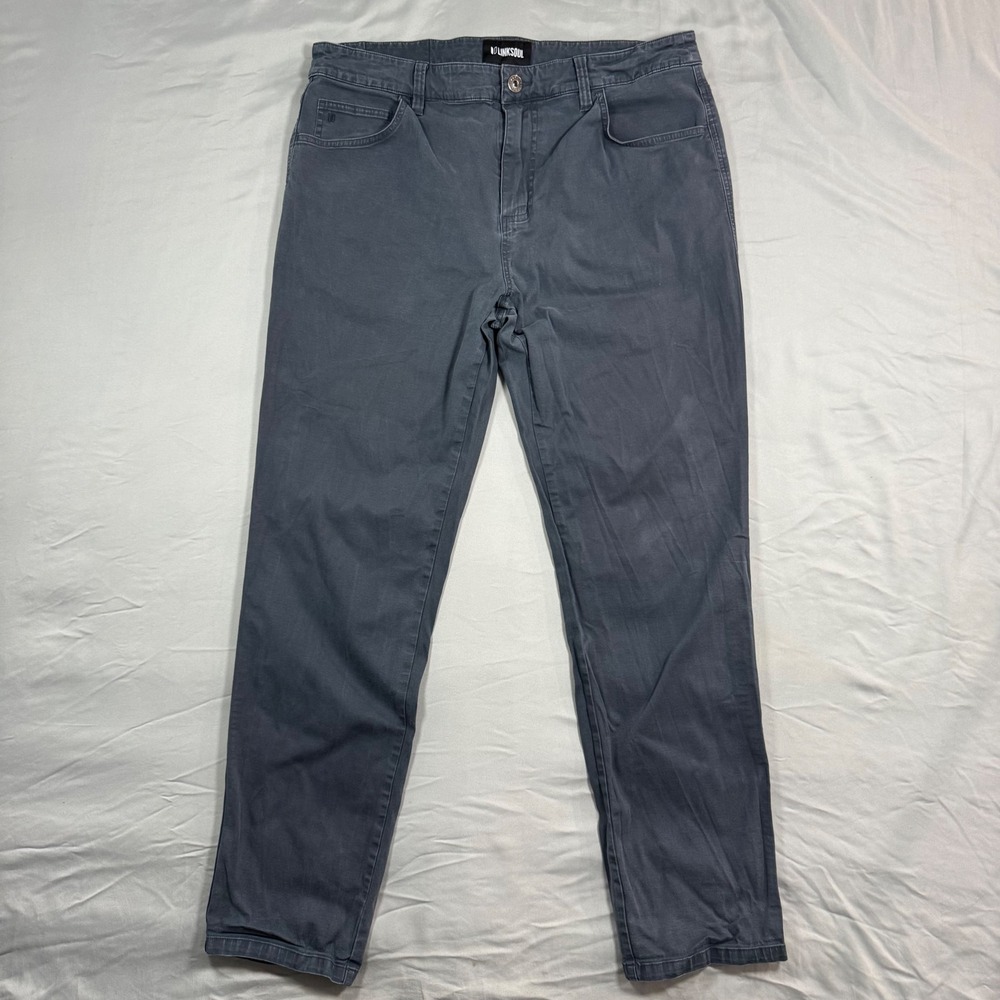 Linksoul Felten Pants Mens 34S Charcoal Blue Slim Straight Golf Chino Preppy